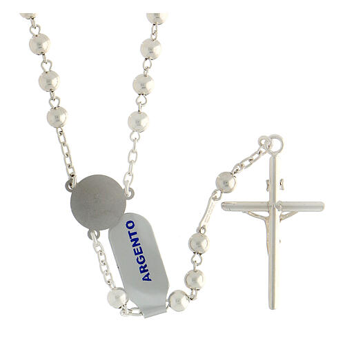 Rosary of 925 silver with 5 mm beads and tau medal 2