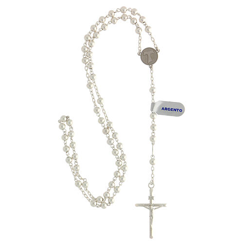 Rosary of 925 silver with 5 mm beads and tau medal 4