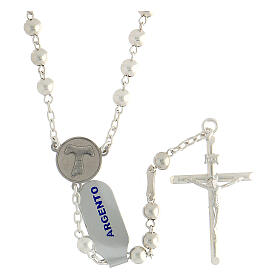 925 silver rosary with Tau cross 5 mm