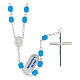 925 silver rosary with blue satin glass double cross 6 mm s2