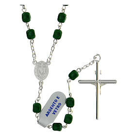 925 silver rosary with green glass Miraculous Mary 6 mm