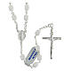 Rosary of 925 silver with white satin glass beads and Miraculous Medal s1