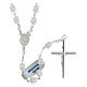 Rosary of 925 silver with white satin glass beads and Miraculous Medal s2