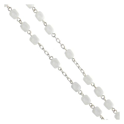 Rosario argento 925 vetro bianco Madonna Miracolosa 6 mm 3