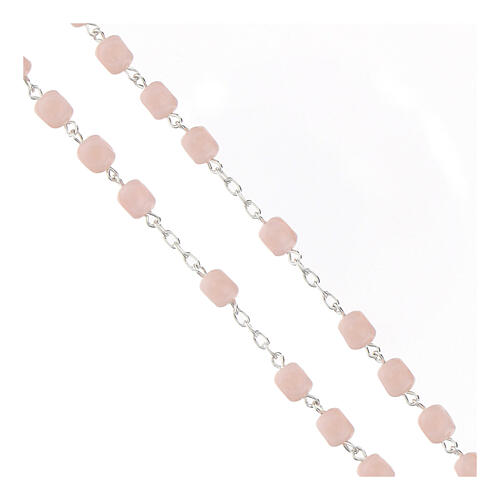 Rosario argento 925 sfere vetro satinato rosa 6 mm 3