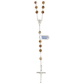Rosary of 925 silver with 6 mm jasper beads and double face medal, Jesus and Mary