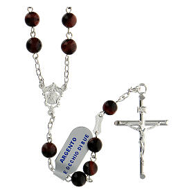 Rosary of 800 silver with 6 mm ox's eye beads and double face medal, Jesus and Mary