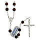 Rosary of 800 silver with 6 mm ox's eye beads and double face medal, Jesus and Mary s1