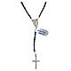 Thin rosary necklace of 925 silver with 3 mm hematite beads and clasp s1