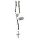 Thin rosary necklace of 925 silver with 3 mm hematite beads and clasp s2