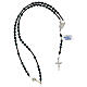 Thin rosary necklace of 925 silver with 5 mm blue hematite beads and clasp s4