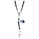 925 silver rosary with Miraculous center light blue black hematite 5 mm s1