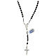 Thin rosary necklace of 925 silver with 4 mm grey hematite beads and Miraculous Medal s1