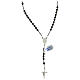 Thin rosary necklace of 925 silver with 4 mm grey hematite beads and Miraculous Medal s2