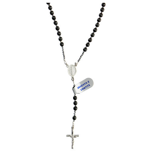 Różaniec srebro 925, hematyt szary 4 mm 1