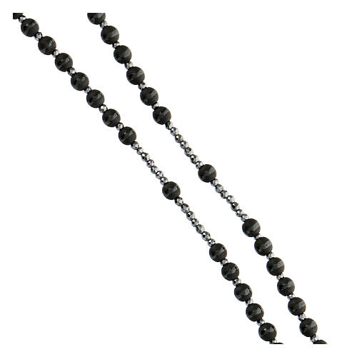 Różaniec srebro 925, hematyt szary 4 mm 3