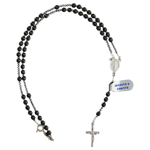 Różaniec srebro 925, hematyt szary 4 mm 4