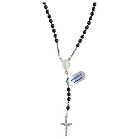 Rosary silver 925 gray hematite Miraculous Mary 4 mm