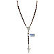 Thin rosary necklace of 925 silver with 4 mm brown hematite beads and Miraculous Medal s1