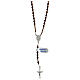 Thin rosary necklace of 925 silver with 4 mm brown hematite beads and Miraculous Medal s2