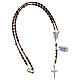 Thin rosary necklace of 925 silver with 4 mm brown hematite beads and Miraculous Medal s4