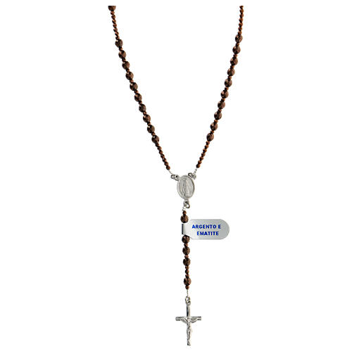 Różaniec srebro 925, hematyt brązowy 4 mm 1