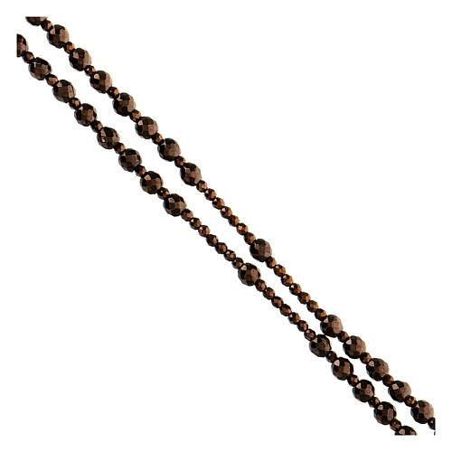 Różaniec srebro 925, hematyt brązowy 4 mm 3