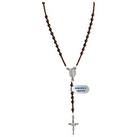 Rosary silver 925 brown hematite Miraculous Mary 4 mm