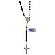 Thin rosary necklace of 925 silver with 4 mm black hematite beads and Miraculous Medal s1