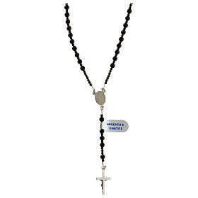 Różaniec srebro 925, hematyt czarny 4 mm