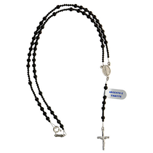Różaniec srebro 925, hematyt czarny 4 mm 4
