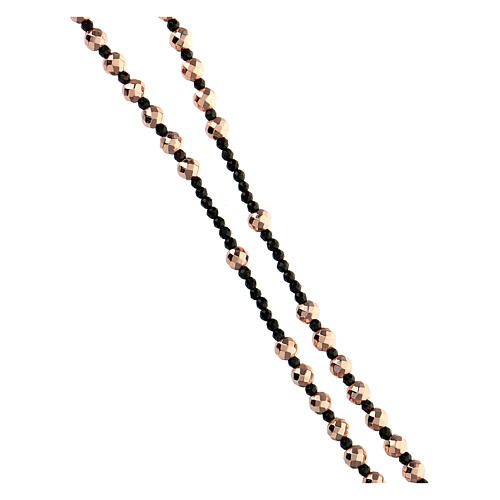 Rosario argento 925 bronzeo ematite nera Maria Miracolosa 4 mm 3