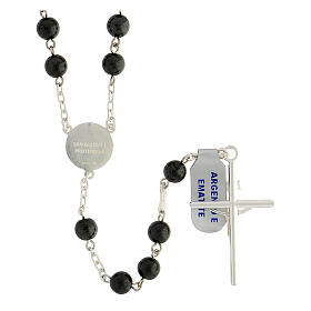 Rosary of 925 silver with 6 mm black hematite beads and Saint Joseph medal