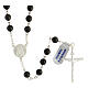 Rosary of 925 silver with 6 mm black hematite beads and Saint Joseph medal s1
