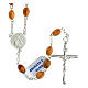 Rosary of 925 silver with 8 mm oval olivewood beads and Saint Joseph medal s1