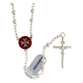 Rosary of 925 silver with Maltese cross and 4 mm beads
