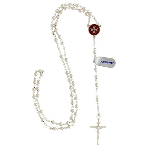 Rosary of 925 silver with Maltese cross and 4 mm beads 4