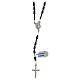 Rosary necklace of 925 silver with cylindrical hematite beads and Miraculous Medal s1