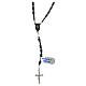 Rosary necklace of 925 silver with cylindrical hematite beads and Miraculous Medal s2