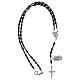 Rosary necklace of 925 silver with cylindrical hematite beads and Miraculous Medal s4