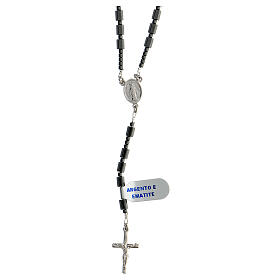Rosary in 925 silver shiny hematite of Mary Miraculous