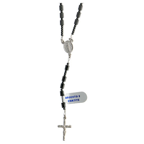 Rosary in 925 silver shiny hematite of Mary Miraculous 1