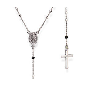 Amen rosary with silver and black beads, Miraculous Medal and pope Francis