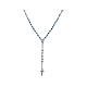 Amen rosary silver blue beads crucifix Miraculous Mary s1