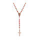 Amen rosary necklace with peach beads, crucifix and Miraculous Medal, 925 silver in copper finish s1