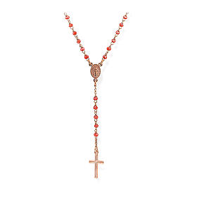 Rosary Amen rosé peach pink beads Miraculous Mary medal cross