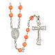Silver rosary with pink coral beads of 6 mm s1