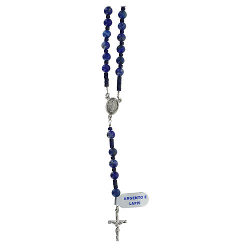 Rosary of 925 silver with 0.2 in lapis lazuli beads 1