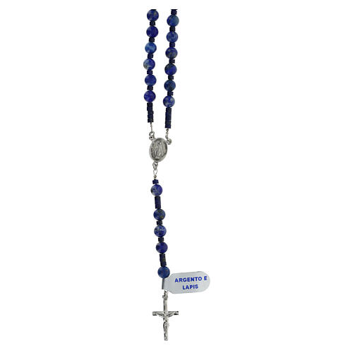 Różaniec srebro 925, koraliki lapis lazuli 6mm 1