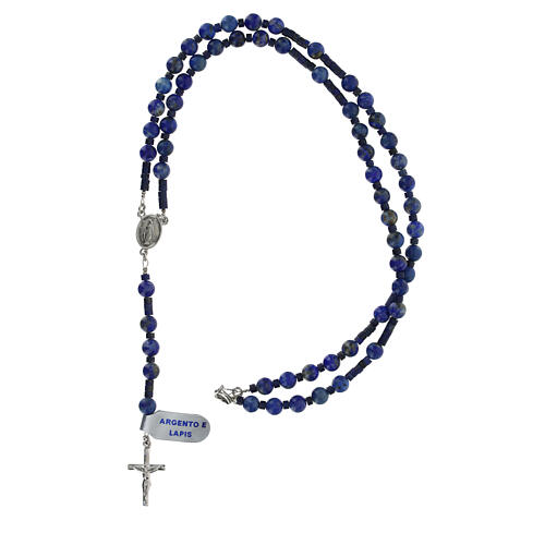 Różaniec srebro 925, koraliki lapis lazuli 6mm 4